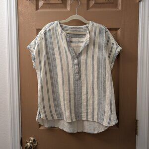 Faherty Dream Cotton Gauze Desmond Top - Cream Tidal Wave Dobby - Cream Tidal Wa